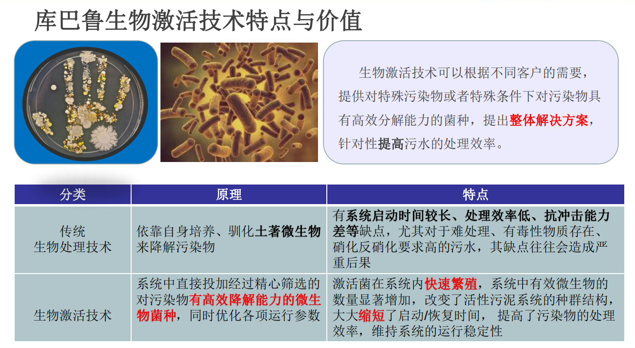 污水传统生物处理技术和生物激活技术的区别及特点